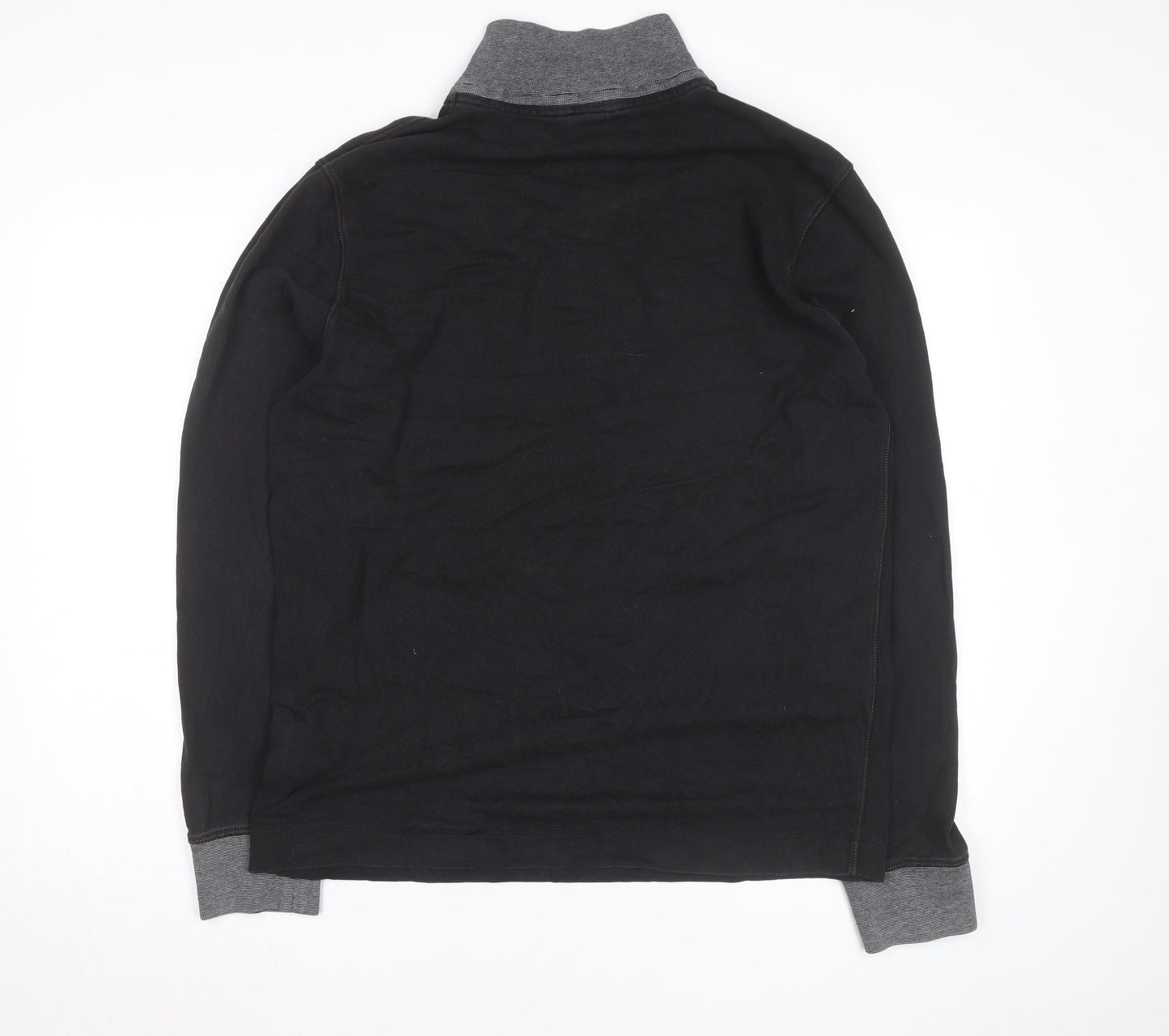 Hugo Boss Men's Black 2XL Stand Collar Long Sleeve Casual Top