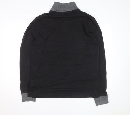 Hugo Boss Men's Black 2XL Stand Collar Long Sleeve Casual Top