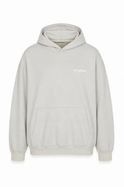 H&M Men's Beige Relaxed Pullover Hoodie Size L Graphic Print