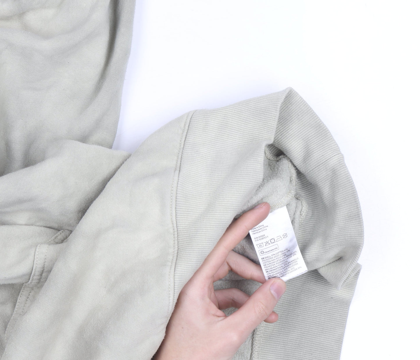 H&M Men's Beige Relaxed Fit Pullover Hoodie Size L