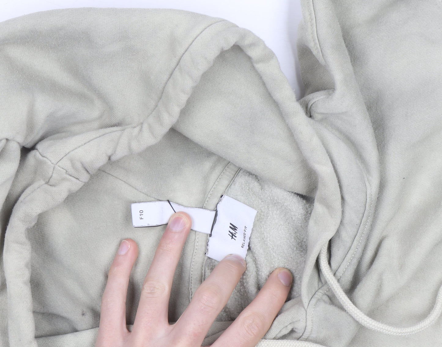 H&M Men's Beige Relaxed Fit Pullover Hoodie Size L