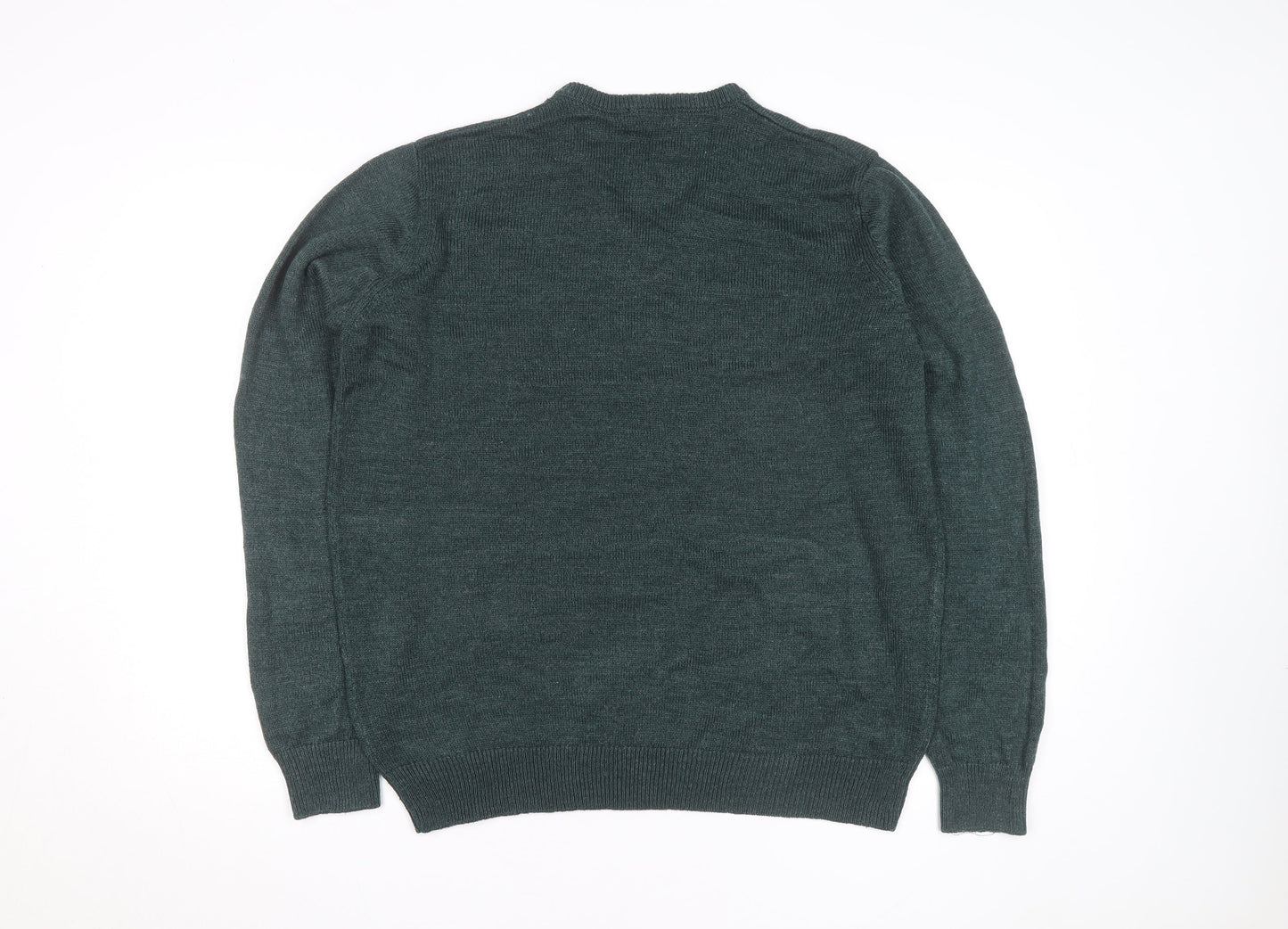 James Pringle Men's Green XL V-Neck Acrylic Knit Jumper