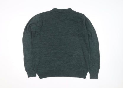 James Pringle Men's Green XL V-Neck Acrylic Knit Jumper