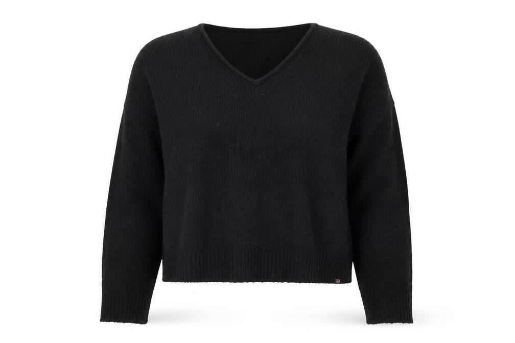 Superdry Women Black V-Neck Wool Blend Jumper Size 14