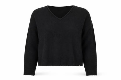 Superdry Women Black V-Neck Wool Blend Jumper Size 14