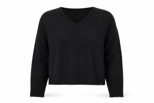 Superdry Women Black V-Neck Wool Blend Jumper Size 14