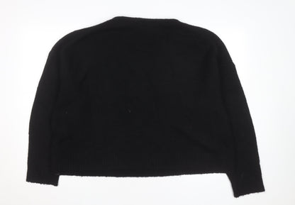 Superdry Women Black V-Neck Wool Blend Jumper Size 14
