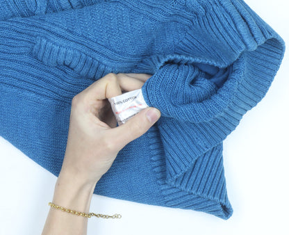 Isle Essentials Women's Blue Full Zip Cotton Jumper Size S 10-12