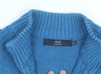 Isle Essentials Women's Blue Full Zip Cotton Jumper Size S 10-12