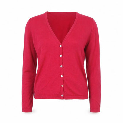 Kookai Women Red V-Neck Button Cardigan Size S