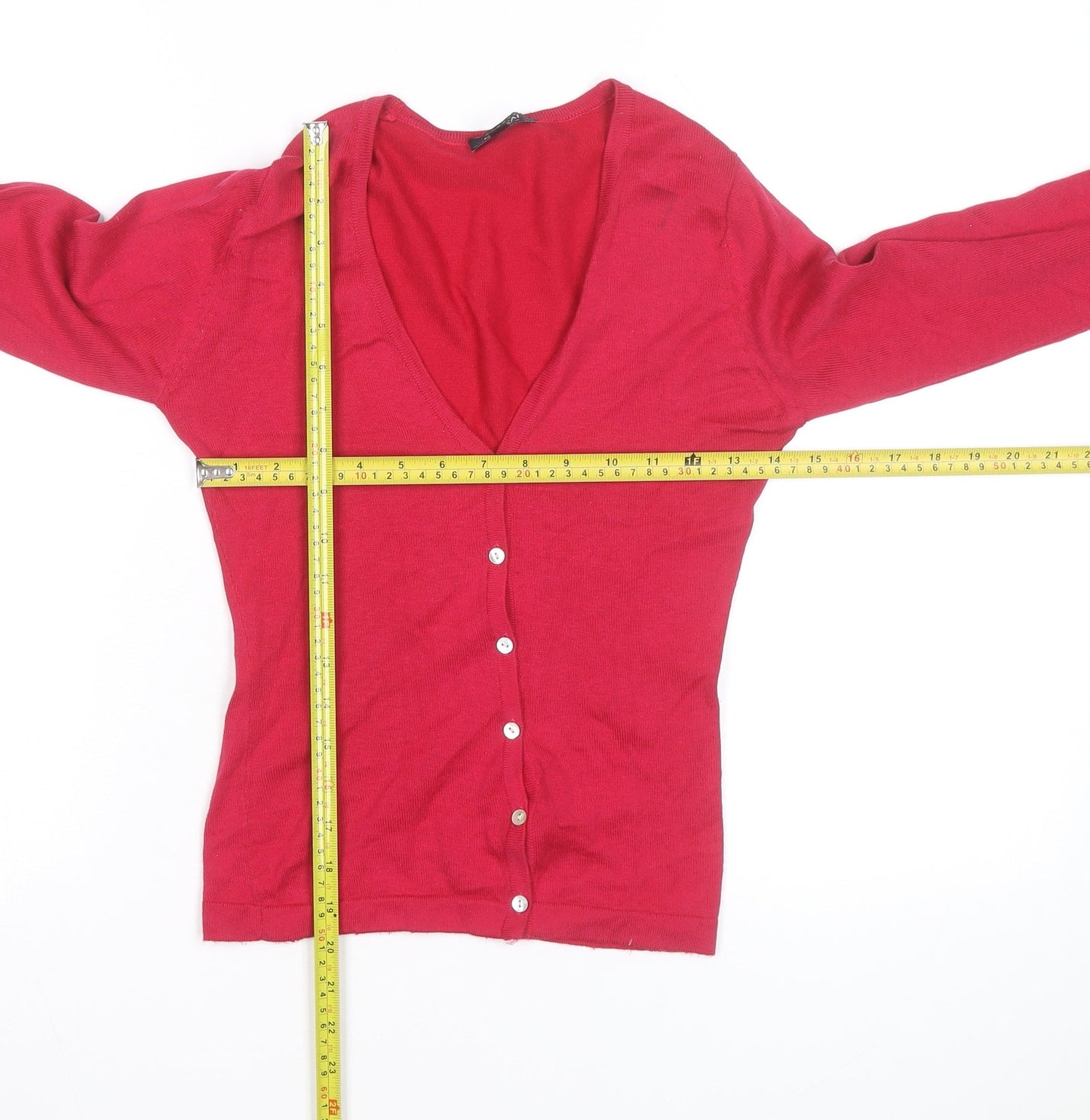 Kookai Women Red V-Neck Button Cardigan Size S