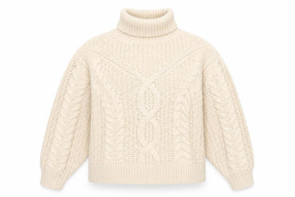 Tularosa Women Beige Roll Neck Chunky-Knit Jumper Size S