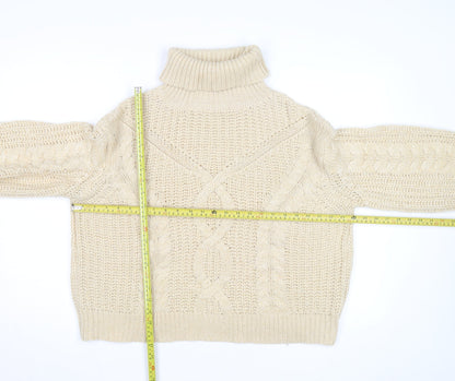 Tularosa Women Beige Roll Neck Chunky-Knit Jumper Size S