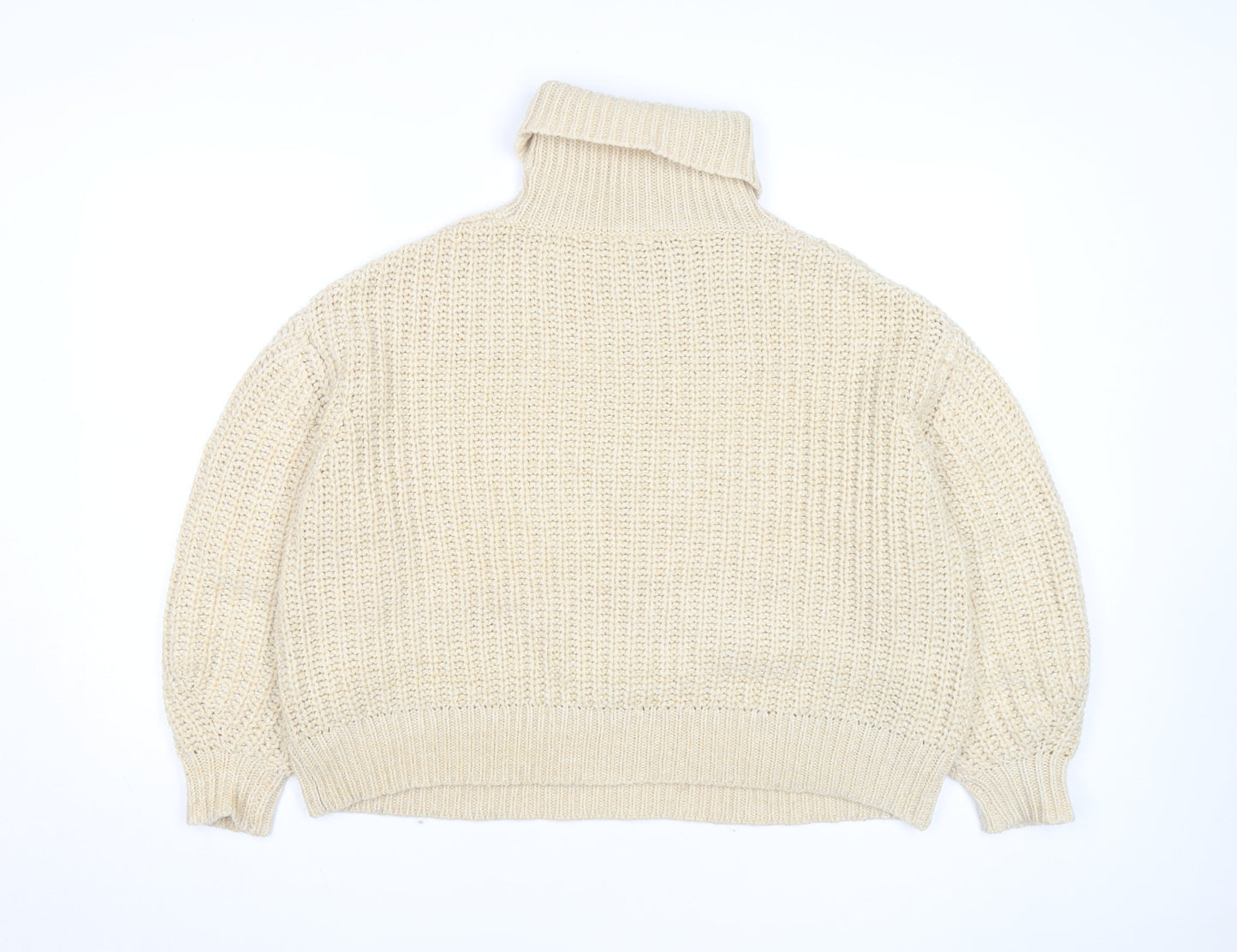 Tularosa Women Beige Roll Neck Chunky-Knit Jumper Size S