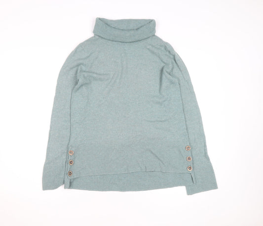 White Stuff Women's Green Roll Neck Wool Pullover Jumper Size 12