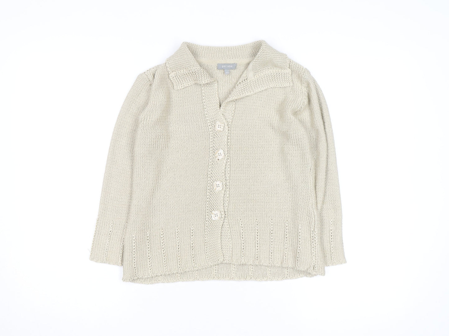 Marks and Spencer Per Una Women Beige Cotton Button Cardigan Size 10