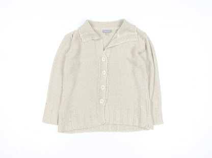 Marks and Spencer Per Una Women Beige Cotton Button Cardigan Size 10
