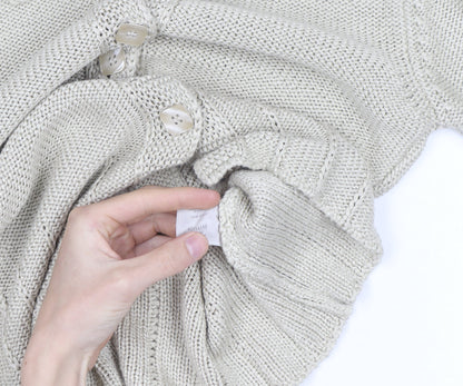 Marks and Spencer Per Una Women Beige Cotton Button Cardigan Size 10
