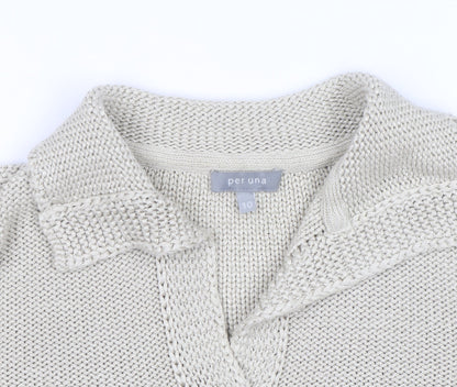 Marks and Spencer Per Una Women Beige Cotton Button Cardigan Size 10