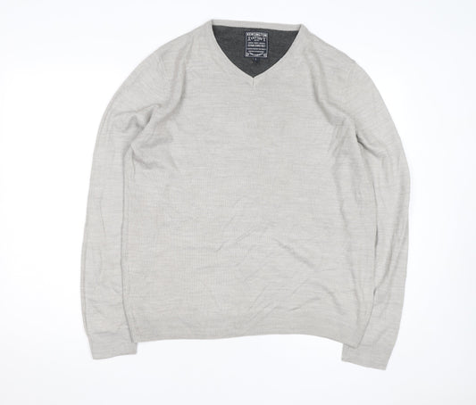 Kensington Eastside Men's Beige V-Neck Cotton Blend Jumper L