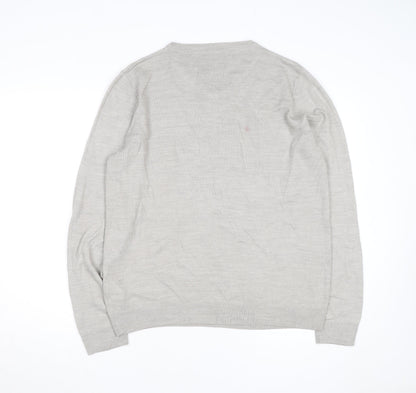 Kensington Eastside Men's Beige V-Neck Cotton Blend Jumper L