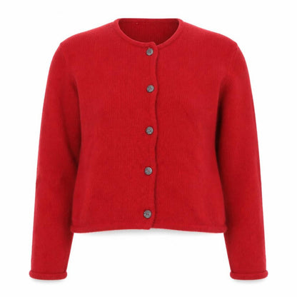 H&M Women Red Angora Knit Button Cardigan Medium