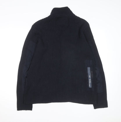 G-Star Men Black L Cotton Ribbed Cardigan Button Up Knit