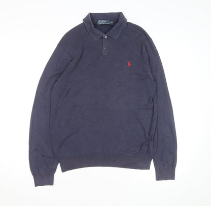 Ralph Lauren Men's Blue Long Sleeve Cotton Polo Shirt M