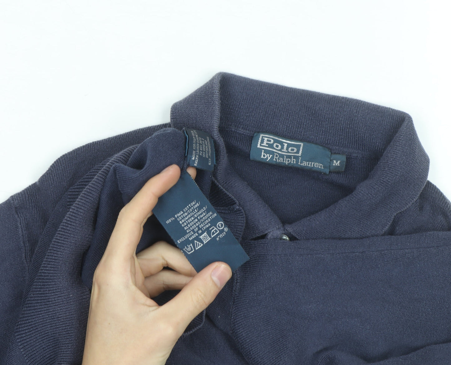 Ralph Lauren Men's Blue Long Sleeve Cotton Polo Shirt M