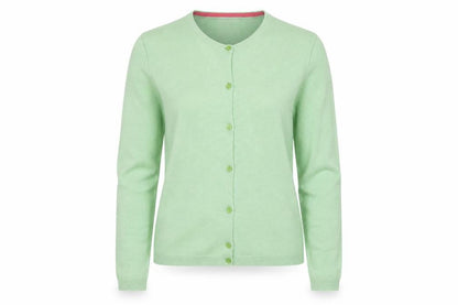 ISLE Men's Green Cashmere Crew Neck Cardigan Size S