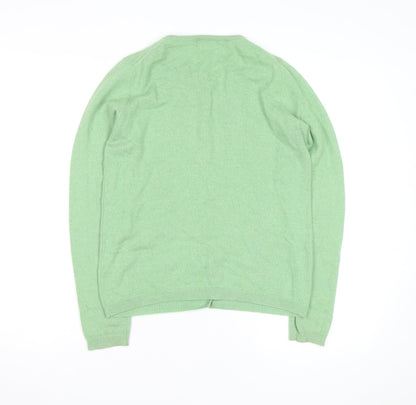 ISLE Men's Green Cashmere Crew Neck Cardigan Size S