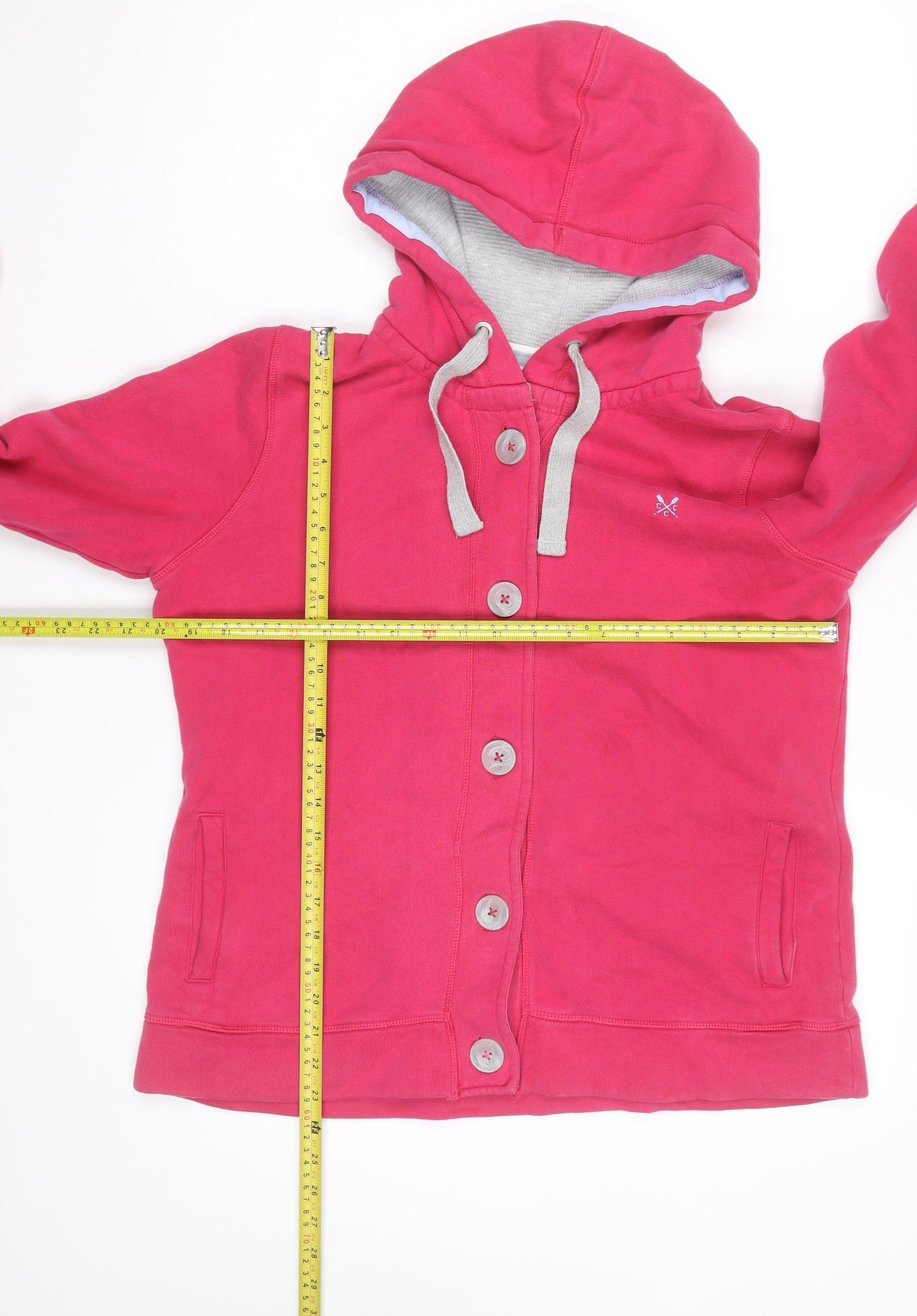 Crew Clothing Co Womens Pink Button Hoodie Size 14 Cotton Casual