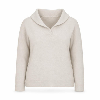 Tweeds Women Beige Shawl Collar Pullover Jumper Size L Wool Blend