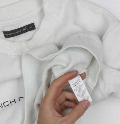 French Connection Men's White Crew Neck Logo Sweatshirt Size M