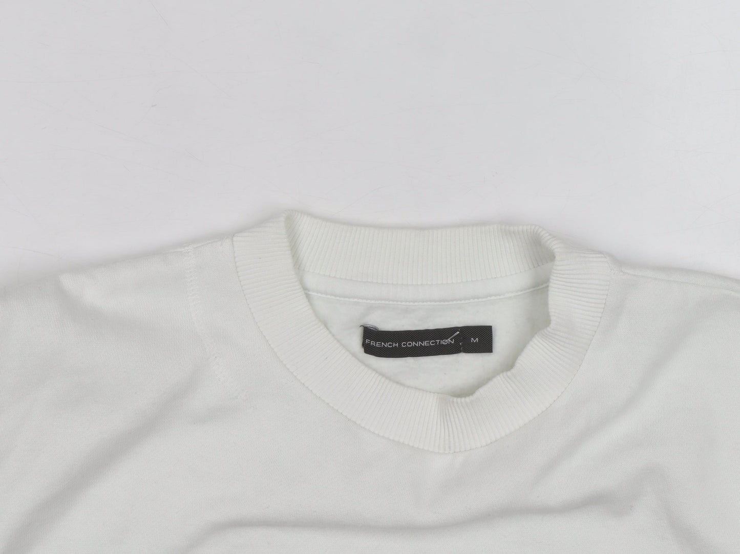 French Connection Men's White Crew Neck Logo Sweatshirt Size M