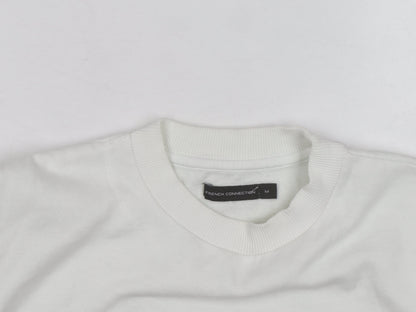 French Connection Men's White Crew Neck Logo Sweatshirt Size M