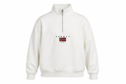 John Galt Men White 1/4 Zip Pullover Sweatshirt Small Cotton Norway 1984