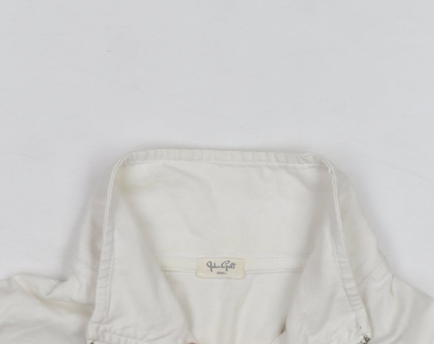 John Galt Men White 1/4 Zip Pullover Sweatshirt Small Cotton Norway 1984