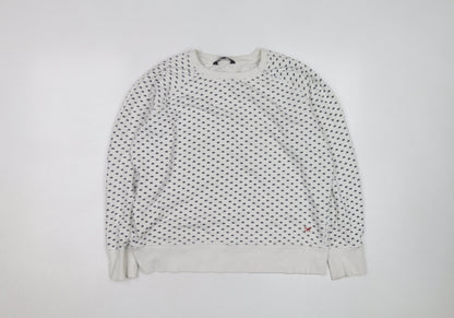 Crew Clothing Company Men’s White Star Print Pullover Sweatshirt L