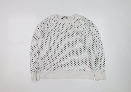 Crew Clothing Company Men’s White Star Print Pullover Sweatshirt L