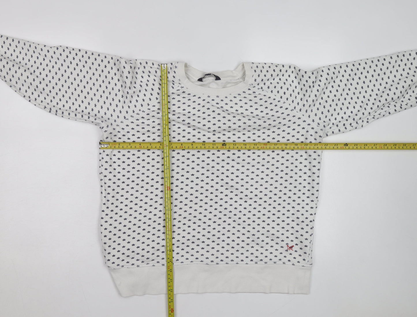 Crew Clothing Company Men’s White Star Print Pullover Sweatshirt L
