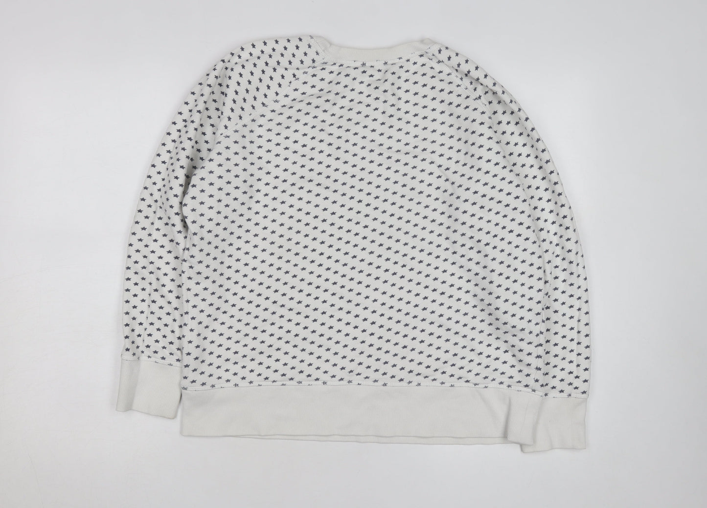 Crew Clothing Company Men’s White Star Print Pullover Sweatshirt L