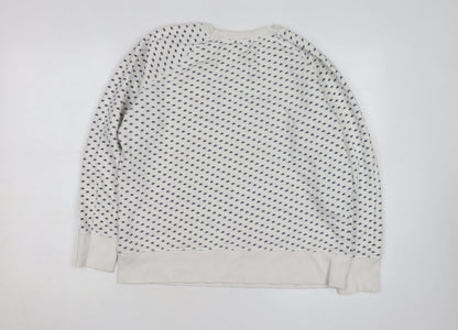 Crew Clothing Company Men’s White Star Print Pullover Sweatshirt L