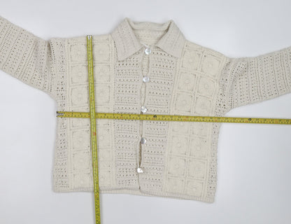 Marks and Spencer Women Ivory Crochet Cotton Cardigan M