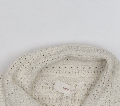 Marks and Spencer Women Ivory Crochet Cotton Cardigan M