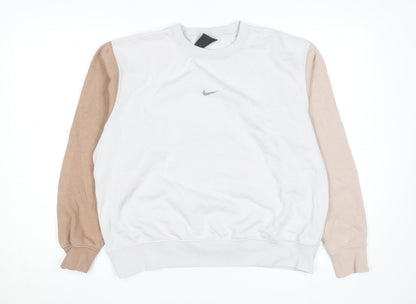 Nike Men's Beige Pullover Sweatshirt Size M Crew Neck Fleece
