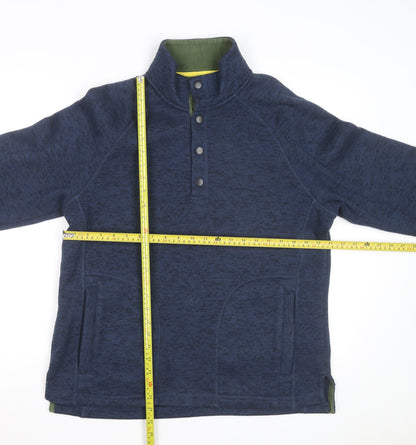 John Lewis Men Blue Cotton Henley Jumper L Casual Winter
