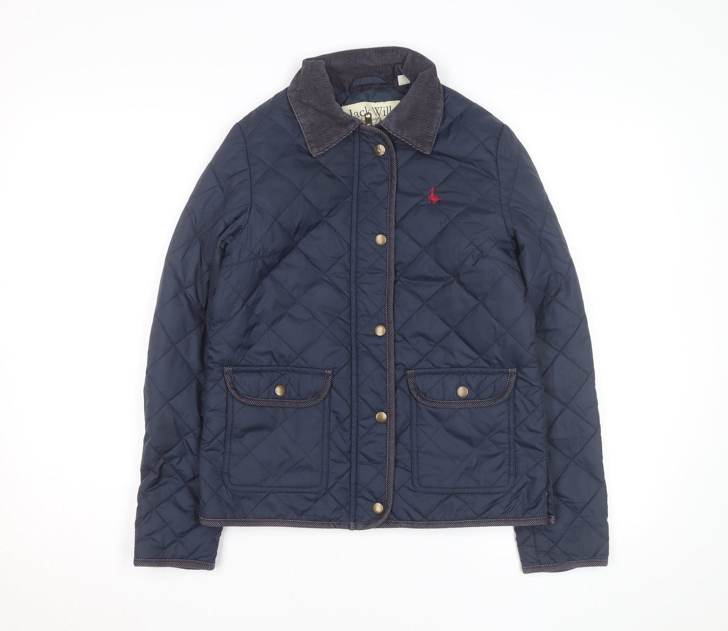 Jack Wills Women's Blue Quilted Jacket UK 8 Classic Short Coat