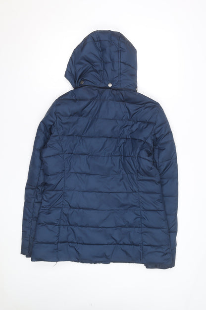 Barbour Women Blue Size 12 Puffer Jacket Hooded Quilted Winter Coat