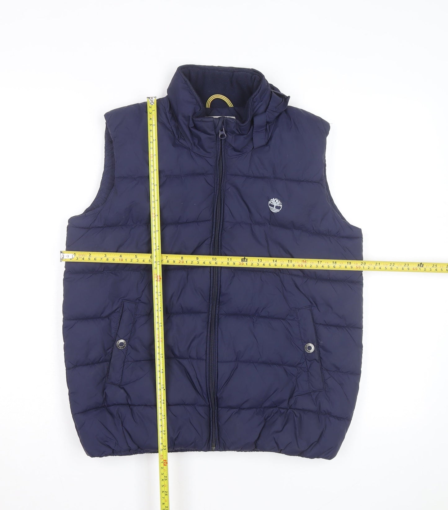 Timberland Men's Blue Puffer Waistcoat Gilet Size S Insulated Zip Up